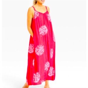 Knox Rose Pink Coral Tie-Dye Maxi Dress Size Medium, Beach Dress, Summer Dress
